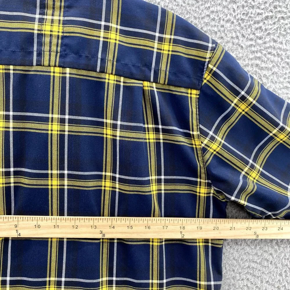 The‎ North Face Shirt Men's Small Navy Yellow Plaid Preppy Outdoor Gorpcore Camp